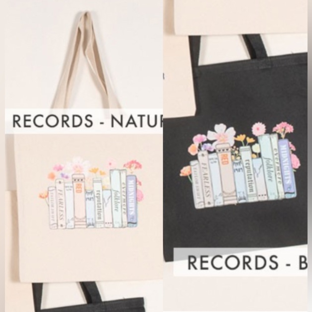 COPY - Taylor Swift canvas tote bag over the shoulder floral album name book de… - Picture 3 of 7